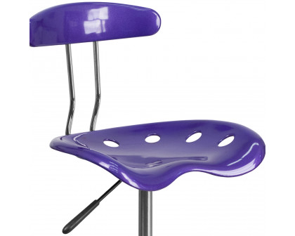 BLNK Bradley Vibrant Chrome Drafting Stool with Tractor Seat - Violet