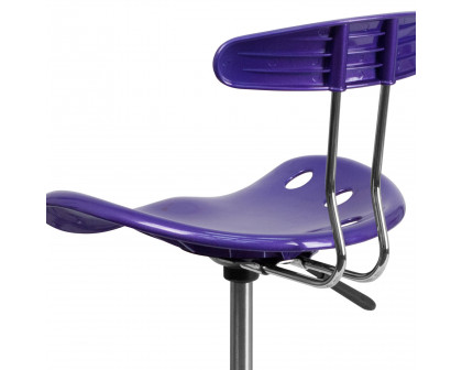 BLNK Bradley Vibrant Chrome Drafting Stool with Tractor Seat - Violet