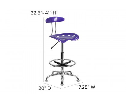 BLNK Bradley Vibrant Chrome Drafting Stool with Tractor Seat - Violet