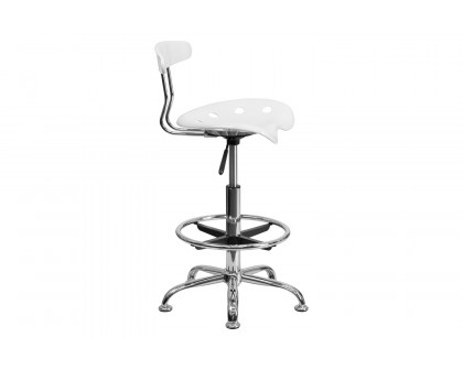 BLNK Bradley Vibrant Chrome Drafting Stool with Tractor Seat - White