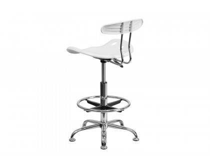 BLNK Bradley Vibrant Chrome Drafting Stool with Tractor Seat - White