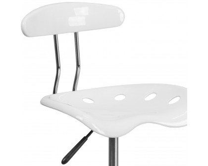 BLNK Bradley Vibrant Chrome Drafting Stool with Tractor Seat - White