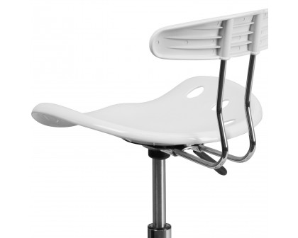 BLNK Bradley Vibrant Chrome Drafting Stool with Tractor Seat - White