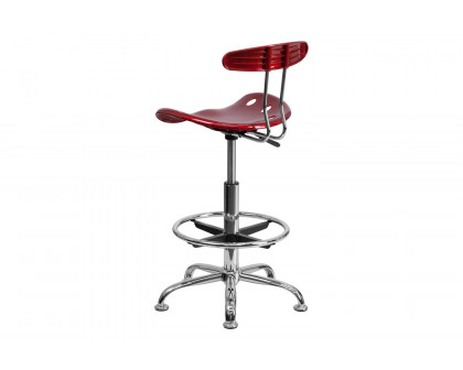 BLNK Bradley Vibrant Chrome Drafting Stool with Tractor Seat - Wine Red