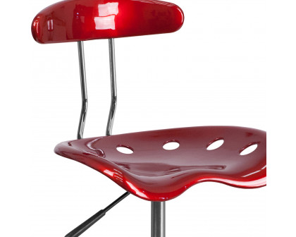 BLNK Bradley Vibrant Chrome Drafting Stool with Tractor Seat - Wine Red