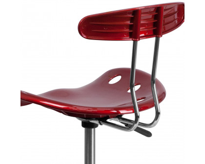 BLNK Bradley Vibrant Chrome Drafting Stool with Tractor Seat - Wine Red