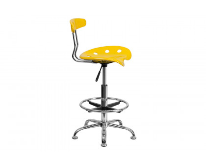 BLNK Bradley Vibrant Chrome Drafting Stool with Tractor Seat - Yellow