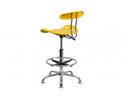 BLNK Bradley Vibrant Chrome Drafting Stool with Tractor Seat - Yellow