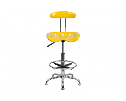 BLNK Bradley Vibrant Chrome Drafting Stool with Tractor Seat - Yellow