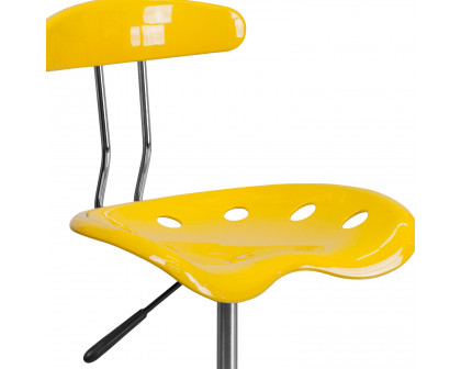 BLNK Bradley Vibrant Chrome Drafting Stool with Tractor Seat - Yellow