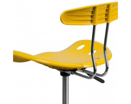 BLNK Bradley Vibrant Chrome Drafting Stool with Tractor Seat - Yellow