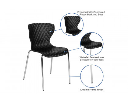 BLNK Lowell Plastic Contemporary Design Stack Chair - Black