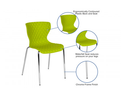 BLNK Lowell Plastic Contemporary Design Stack Chair - Citrus Green