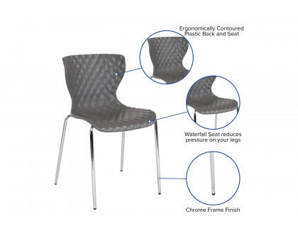 BLNK Lowell Plastic Contemporary Design Stack Chair - Gray