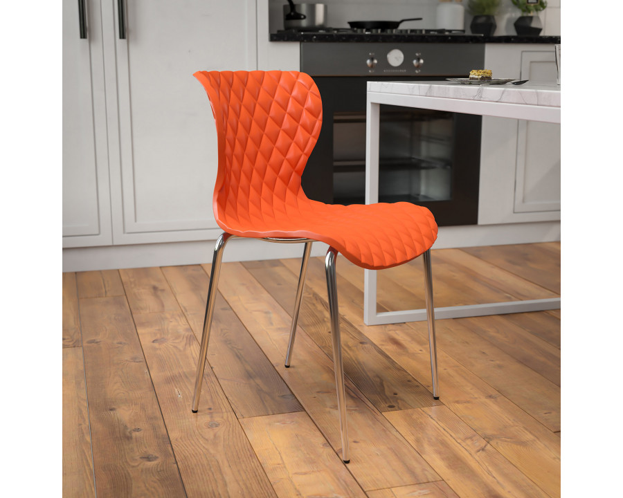 BLNK Lowell Plastic Contemporary Design Stack Chair - Orange