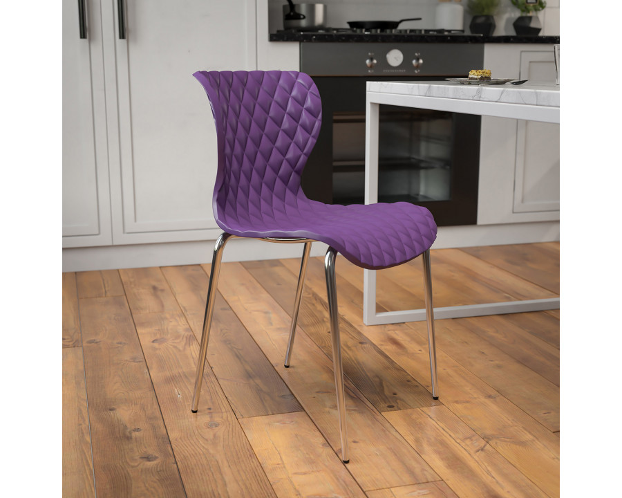 BLNK Lowell Plastic Contemporary Design Stack Chair - Purple