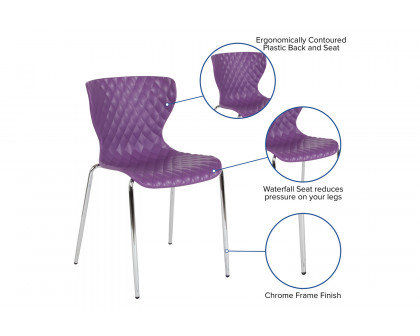 BLNK Lowell Plastic Contemporary Design Stack Chair - Purple