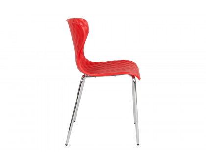 BLNK Lowell Plastic Contemporary Design Stack Chair - Red