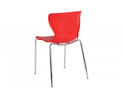 BLNK Lowell Plastic Contemporary Design Stack Chair - Red