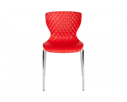 BLNK Lowell Plastic Contemporary Design Stack Chair - Red