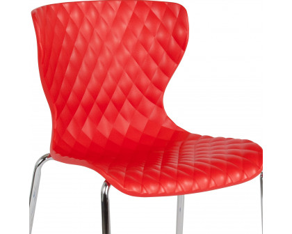 BLNK Lowell Plastic Contemporary Design Stack Chair - Red