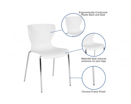 BLNK Lowell Plastic Contemporary Design Stack Chair - White