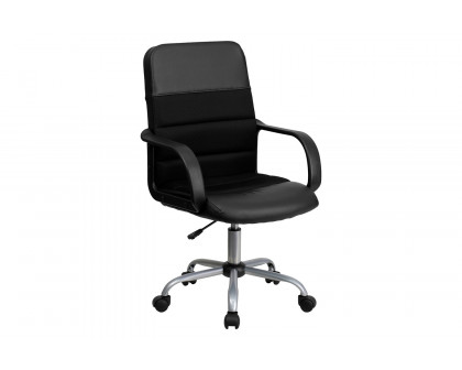 BLNK - Manor LeatherSoft Mid-Back Mesh Swivel Task Office Chair with Arms