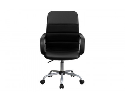 BLNK - Manor LeatherSoft Mid-Back Mesh Swivel Task Office Chair with Arms