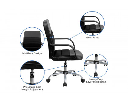 BLNK - Manor LeatherSoft Mid-Back Mesh Swivel Task Office Chair with Arms