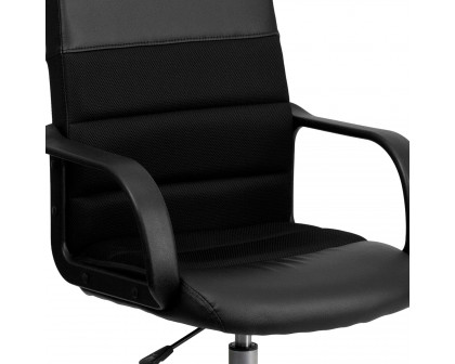 BLNK - Manor LeatherSoft Mid-Back Mesh Swivel Task Office Chair with Arms