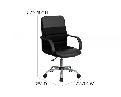 BLNK - Manor LeatherSoft Mid-Back Mesh Swivel Task Office Chair with Arms