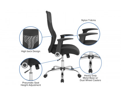 BLNK - Milford High-Back Ergonomic Office Chair with Contemporary Mesh Design in Black and White