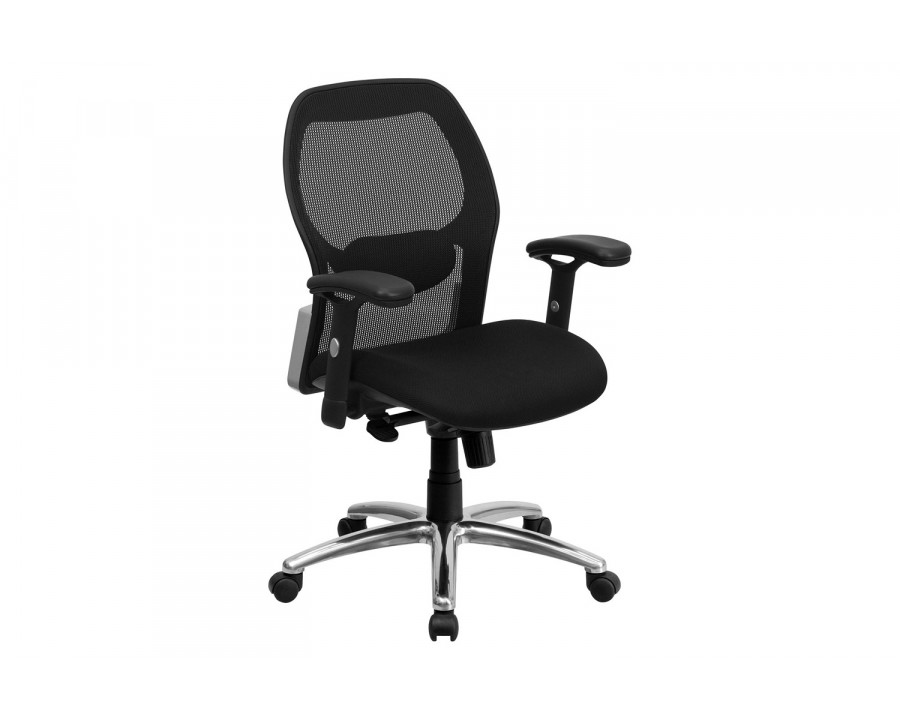 BLNK Albert Mid-Back Black Executive Swivel Office Chair with Adjustable Lumbar and Arms and Knee Tilt Control