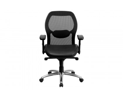 BLNK Albert Mid-Back Black Executive Swivel Office Chair with Adjustable Lumbar and Arms and Knee Tilt Control - LeatherSoft