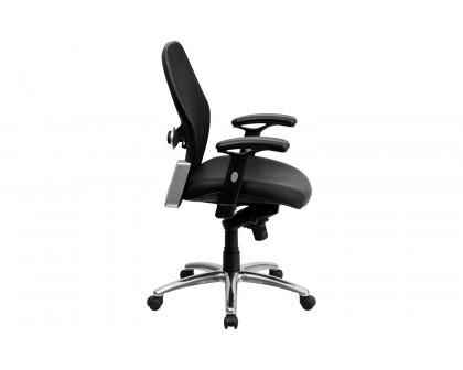 BLNK Albert Mid-Back Black Executive Swivel Office Chair with Adjustable Lumbar and Arms and Knee Tilt Control - LeatherSoft