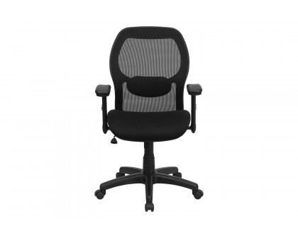 BLNK Albert Mid-Back Black Super Mesh Executive Swivel Office Chair with Adjustable Lumbar and Arms - Mesh