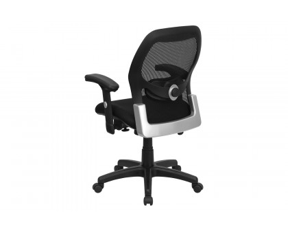 BLNK Albert Mid-Back Black Super Mesh Executive Swivel Office Chair with Adjustable Lumbar and Arms - Mesh