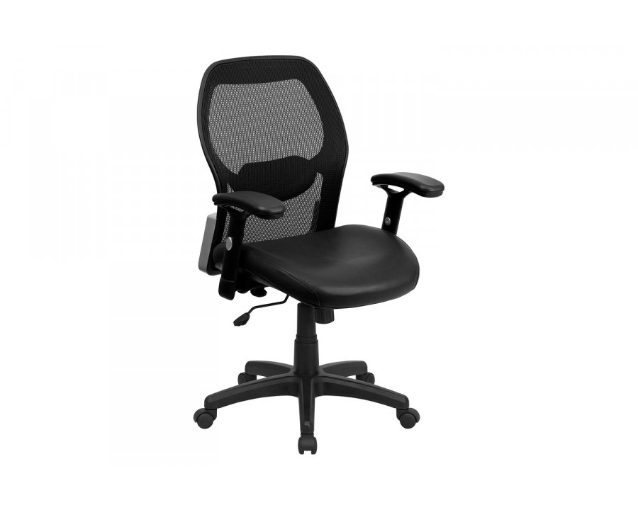 BLNK Albert Mid-Back Black Super Mesh Executive Swivel Office Chair with Adjustable Lumbar and Arms