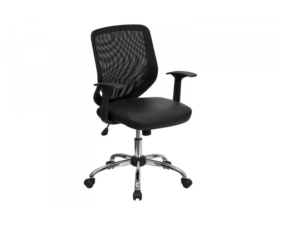 BLNK - Norris Mid-Back Mesh Tapered Back Swivel Task Office Chair with Seat, Chrome Base and T-Arms