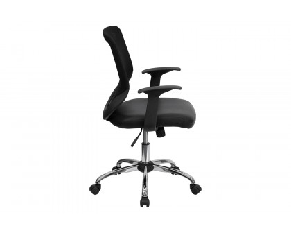 BLNK - Norris Mid-Back Mesh Tapered Back Swivel Task Office Chair with Seat, Chrome Base and T-Arms