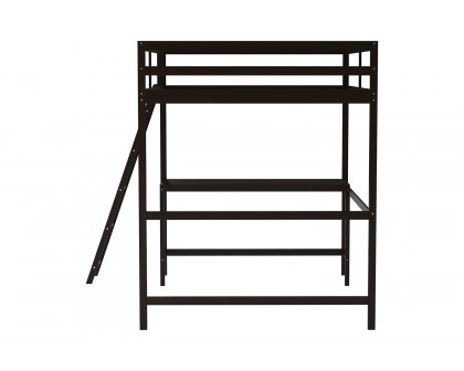 BLNK Riley Wood Bed Frame with Protective Guard Rails and Ladder for Kids and Teens - Espresso, Full Size