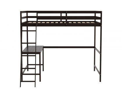 BLNK Riley Wood Bed Frame with Protective Guard Rails and Ladder for Kids and Teens - Espresso, Full Size