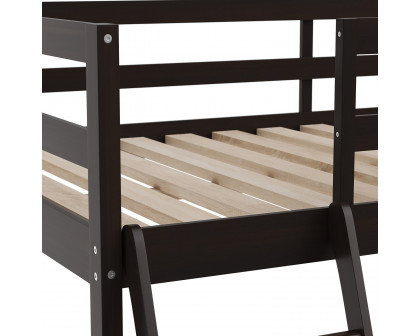 BLNK Riley Wood Bed Frame with Protective Guard Rails and Ladder for Kids and Teens - Espresso, Full Size