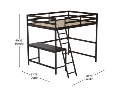 BLNK Riley Wood Bed Frame with Protective Guard Rails and Ladder for Kids and Teens - Espresso, Full Size