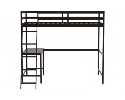 BLNK Riley Wood Bed Frame with Protective Guard Rails and Ladder for Kids and Teens - Espresso, Twin Size