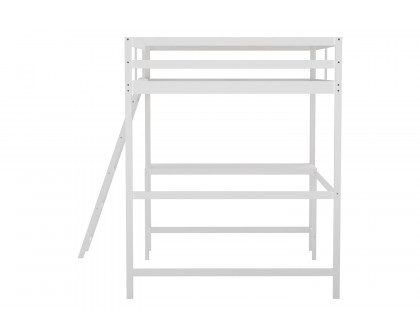 BLNK Riley Wood Bed Frame with Protective Guard Rails and Ladder for Kids and Teens - White, Full Size