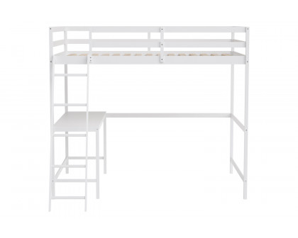 BLNK Riley Wood Bed Frame with Protective Guard Rails and Ladder for Kids and Teens - White, Full Size