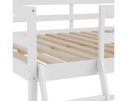 BLNK Riley Wood Bed Frame with Protective Guard Rails and Ladder for Kids and Teens - White, Full Size