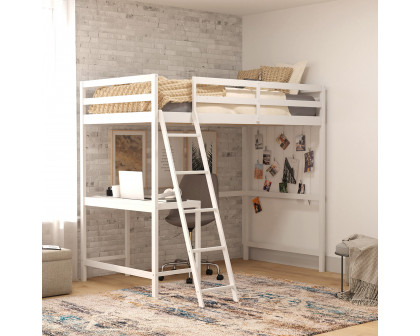 BLNK Riley Wood Bed Frame with Protective Guard Rails and Ladder for Kids and Teens