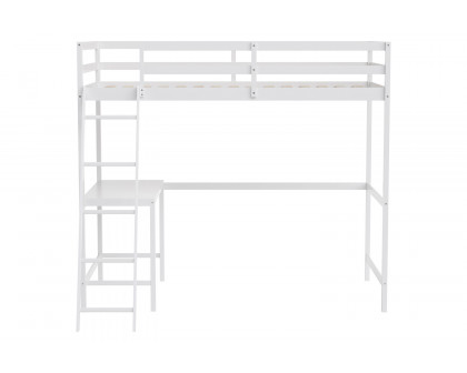 BLNK Riley Wood Bed Frame with Protective Guard Rails and Ladder for Kids and Teens - White, Twin Size